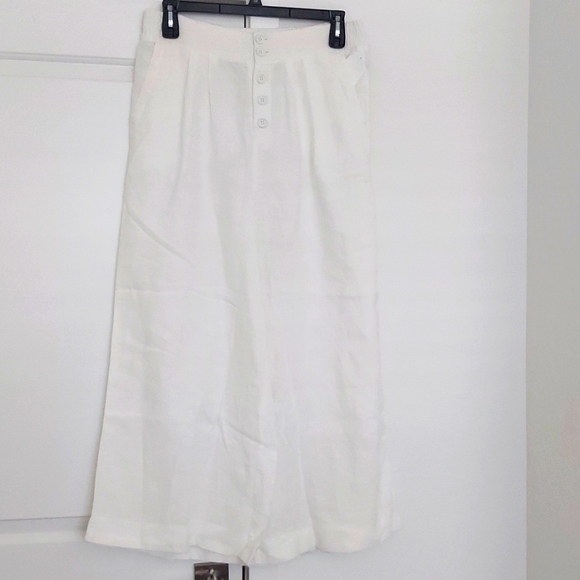 Faherty Pants - Faherty White Wide Leg Linen Pants